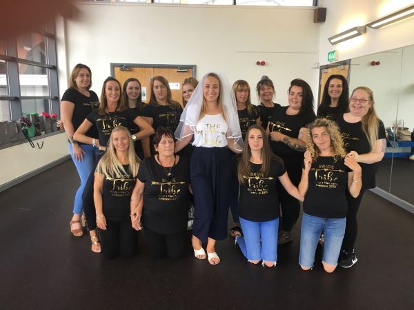 Bride and friends enjoying Cuban Salsa hen party dance class Glasgow Dance Centre