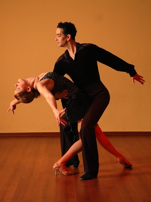 Group performing elegant ballroom choreography at Strictly hen party dance class Glasgow